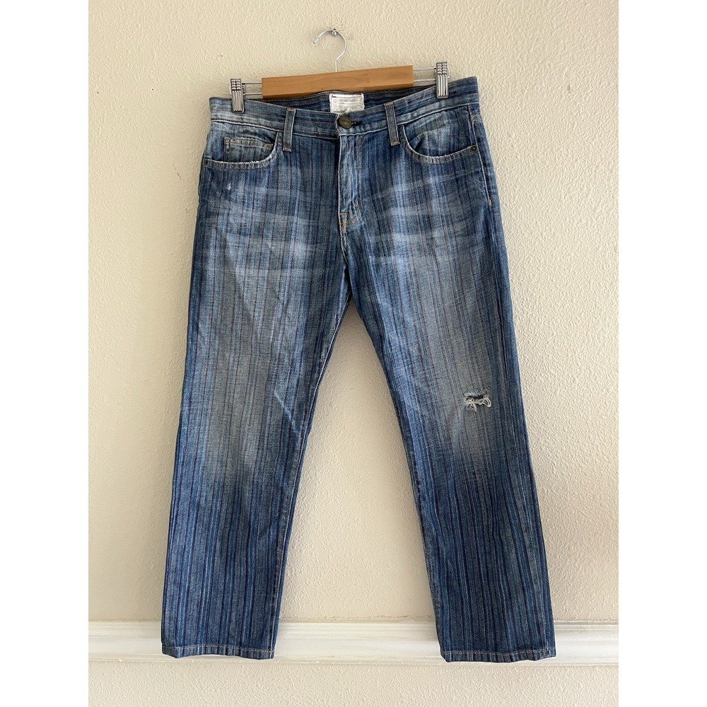 Current Elliott The Boyfriend Jeans Sz 27 Multi Stripe Cropped Denim Distressed